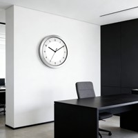 Jam Dinding Analog Quartz Modern Minimalis 10 Inch dengan Finishing Abu-abu Muda Perak untuk Ruang Tamu Apartemen yang Nyaman