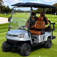 Voiturette de golf électrique ZYCAR 4 places 2+2, batterie lithium surélevée, luxe, couleur argent, à vendre