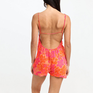 Mono informal de diseño de alta calidad, holgado, estampado, con cuello en V y espalda descubierta, personalizado, 100% rayón, estilo hawaiano. - Product Image 3