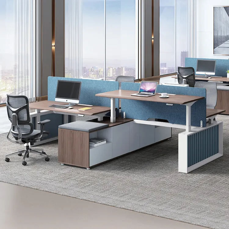 Ultimi mobili per ufficio tavolo ergonomico per Computer postazione di lavoro cubicolo moderno elettrico regolabile in altezza scrivania da ufficio di lusso