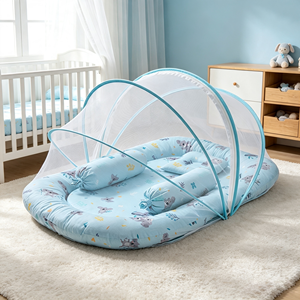 Matelas de couchage bionique portable pour nouveau-né, lit d'appoint, berceau pour bébé, moustiquaire anti-moustiques en polyester, design mignon - Product Image 1