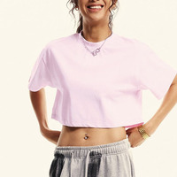 Camiseta Corta Personalizada para Mujer, Estilo Vintage, Lavada al Ácido, de Alta Calidad, Cuello Redondo, Corte Holgado, Ropa de Verano para Mujer