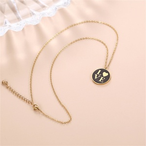 Collares de Moda de Acero Inoxidable con Disco Redondo Esmaltado con la Frase 'Te Amo', Chapados en Oro de 18k, Antideslustre - Product Image 4