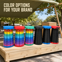 Siège de stand de marché personnalisé avec logo imprimé, coloris arc-en-ciel ou noir, pour stand de vente, présentoir de marché de rue, ou tabouret de marché vert