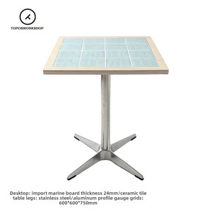 Juego de Mesa y Sillas de Comedor Personalizables de Acero Inoxidable con Cubierta de Cerámica Estilo Coreano para Restaurante, Pastelería o Cafetería - Product Image 6