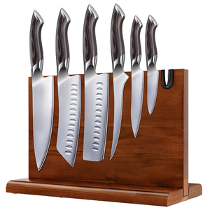 6-Piece Stainless Steel <b>Knife</b> <b>Set</b> With Wooden Handle Polished Blade <b>Sharp</b> Straight Edge Ambidextrous Design - Product Image 1