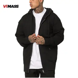 100% कपास कस्टम लोगो डिजाइन रिक्त जिपर हूडि प्लस आकार streetwear पुरुषों के लिए ड्रॉप कंधे ज़िप hoodies पुरुषों