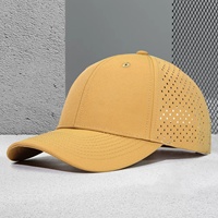 Casquette de baseball unisexe sportive de haute qualité en nylon imperméable, petite quantité minimale de commande, logo personnalisé, avec trous perforés découpés au laser, style trucker