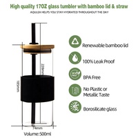 Bouteille d'eau en verre vintage personnalisée sans BPA avec couvercle en bambou, portable, écologique, jetable, pour usage professionnel et bureautique, grande taille, vente en gros