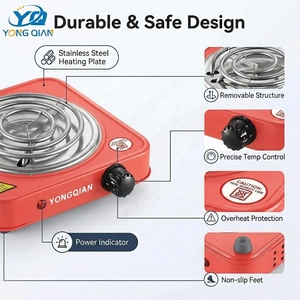 YONGQIAN <span class=keywords><strong>Plaque</strong></span> chauffante électrique portable 150 mm à bobine unique 1000W pour camping et voyage - Product Image 2