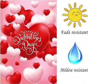 Drapeau de jardin en polyester imperméable double face avec cœurs de la Saint-Valentin, 12 x 18 pouces - Product Image 6