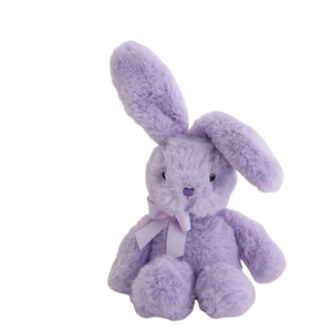 Peluche artisanale mignonne pour couple, lapin rose et lapin violet avec nœud papillon, rembourrée en coton PP, 25/35 cm - Product Image 3