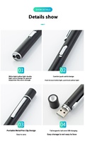 Lampu pena LED Mini isi ulang daya USB, lampu pena diagnostik dapat digunakan kembali dengan lampu LED ganda, topi magnetik, klip saku