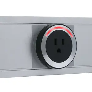 SEEBEST UK US Standard Aluminum Power Rail Track Desktop Extension Socket Power Electrical Outlet With USB