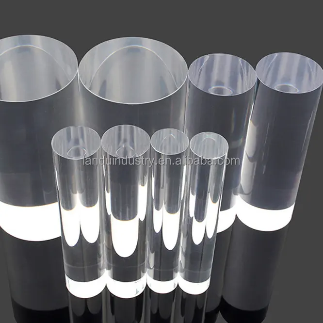 LANDU tubo de acrílico para luz LED, tubo cilíndrico sólido transparente em plexiglass