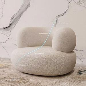 Divano Curvo in Tessuto Lana d'Agnello Stile Crema Lusso Leggero, Zona Relax Curva Accessibile, Divano Famoso su Internet - Product Image 2