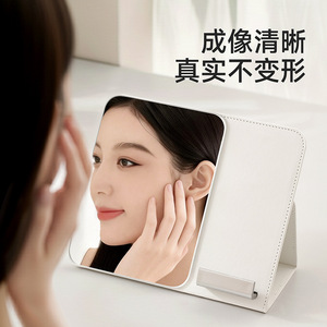 FaSoLa Folding Vanity <b>Mirror</b> White <b>Square</b> Desktop Stand With Phone Holder Magnifying Makeup <b>Mirror</b> For Touch-ups Portable High - Product Image 5