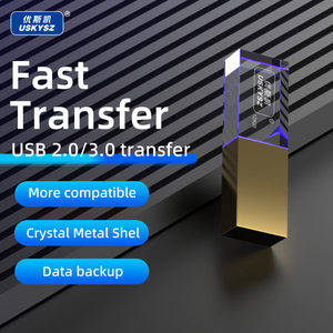 Custom Logo Metal Crystal USB Flash Drive 2Gb 8Gb 16Gb 128Gb Capacities OEM Glass Pendrive USB Stick USB 2.0 Gift Flashdisk