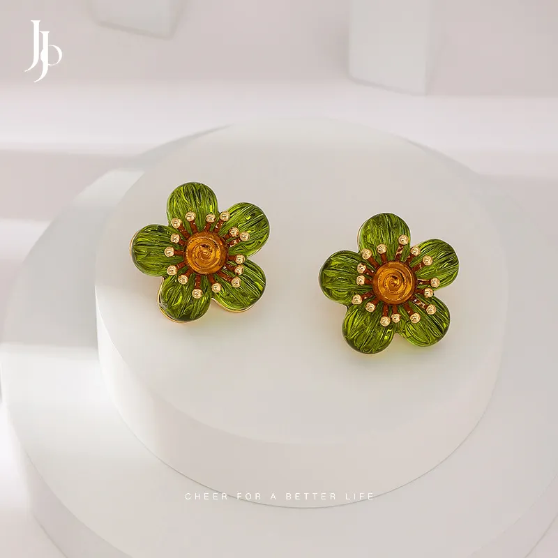 JOJO Fashion grüne Harz Ohrringe Vintage Ohrringe Blumen Ohr stecker