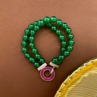 Collier en jade naturel, inspiration collier en jade, bracelet en rubis synthétique, ensemble de bijoux fins