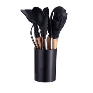 Silicone Wooden Handle Non-Stick Eco-Friendly Cookware <strong>Set</strong> Dishwasher Oven <strong>Microwave</strong> Freezer Safe Kitchen Utensil <strong>Set</strong> Elegant - Product Image 6