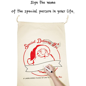 Sac de Noël personnalisé en toile de coton recyclée écologique avec cordon de serrage de 7 pouces – Offre Spéciale - Product Image 5
