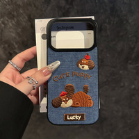 Funda para Teléfono Inteligente con Bordado de Cachorro Adorable para iPhone 13/14/15/16/17 Pro Max, Resistente a Caídas en 3D, con Logotipo Personalizado