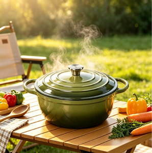 26Mommy Pot 4.32L Pentola Olandese Classica in Ghisa Smaltata con Doppio Manico, Antiaderente, Resistente, Casseruola Profonda con Coperchio, Adatta al Forno, Utensile da <span class=keywords><strong>Cucina</strong></span> in Ferro - Product Image 4