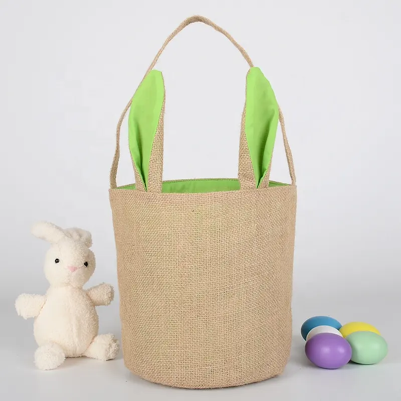 Ourwarm Wholesale Easter Gift Canvas Rabbit Blank Sublimation Traditional Bunny Ear Easter Bag with Handle