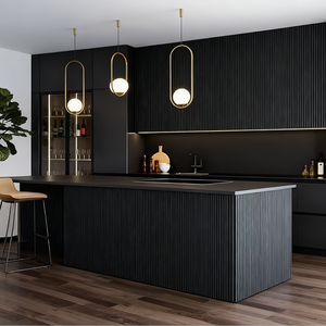 GODI sıcak satış Mini komple lake cam Millwork modüler mutfak akıllı dolap siyah mutfak dolabı montajı hazır - Product Image 2