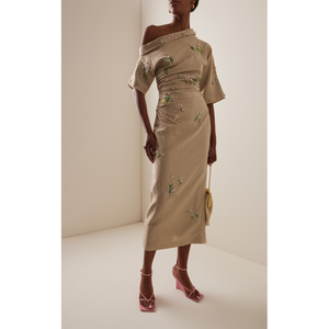 2025 nuovo <span class=keywords><strong>abito</strong></span> da donna <span class=keywords><strong>in</strong></span> <span class=keywords><strong>lino</strong></span> di alta qualità <span class=keywords><strong>Beige</strong></span> chiaro con maniche corte con perline 3D <span class=keywords><strong>abito</strong></span> di <span class=keywords><strong>lino</strong></span> alla moda estivo - Product Image 1