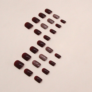 <span class=keywords><strong>Uñas</strong></span> Postizas <span class=keywords><strong>Cortas</strong></span> de Color Sólido <span class=keywords><strong>Rojo</strong></span> <span class=keywords><strong>Vino</strong></span>, Acrílicas Brillantes con Forma Francesa Cuadrada, Herramientas de Arte de <span class=keywords><strong>Uñas</strong></span>, Tendencia en Instagram W1199 - Product Image 3