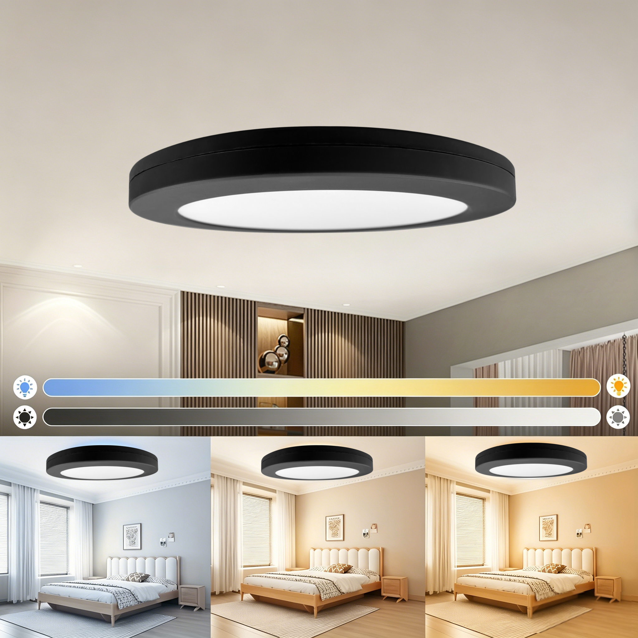 Ceiling light for living room Moden Eye-friendly 9W 12W 18W 24W bedroom Kitchen lamp panel light round LED Ceiling light Black
