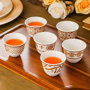 Tazza da Tè <span class=keywords><strong>Turca</strong></span> da 60ml - Tazza in Ceramica Artigianale con Motivo Luna in Rilievo Dorato per Regalo, Hotel e Vendita al Dettaglio - Product Image 4