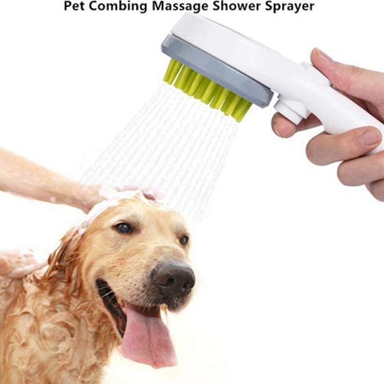 Pet Massage Bath Shower Nozzle – Dog & Cat Grooming Brush with Water Sprayer