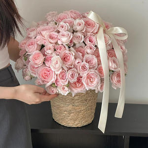 Aierflorist Lino Rosa cubo Holding Pail Flor regalo cubo caja bolsa <span class=keywords><strong>cesta</strong></span> - Product Image 3