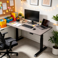 Bureau debout électrique motorisé à hauteur réglable avec cadre de levage à 3 niveaux – Bureau informatique moderne et minimaliste pour usage commercial et domestique
