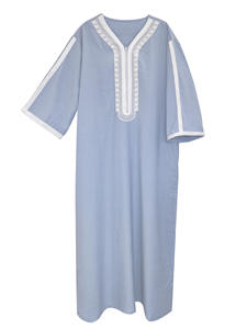 Túnica Marroquí Bordada de Lino para Hombre 2026, Thobe Musulmán con Bolsillo Lateral, Túnica Tradicional Jibba Abaya, Ropa Masculina Jalabiya - Product Image 2