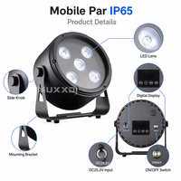 Projecteur PAR LED sans fil 5x18W 6-en-1 étanche IP65 à piles avec télécommande DMX pour DJ, scène, mariage, discothèque et fête
