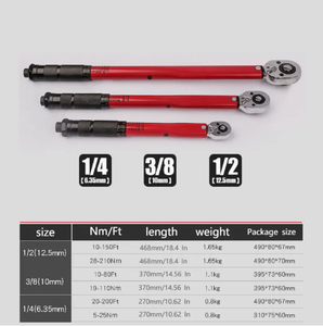 Clé dynamométrique professionnelle OEM à cliquet, embouts 1/4'', 3/8'', 1/2'', tube plat durable, clé de réparation automobile - Product Image 6
