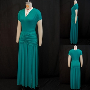 J1587 Abito Estivo Trendy da Donna, Vestito Lungo Casual con Scollo a V, Maniche Corte e Spacco, per Boutique di Abbigliamento Femminile - Product Image 3