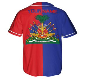 Nome personalizado Bandeira haitiana Haiti Bandeira Impressão Haitian Baseball Jersey para Homens Mulheres - Product Image 5