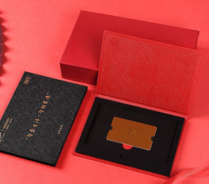 Boîte de carte-cadeau de luxe, imprimé noir, carte bancaire, carte de crédit, boîte d'emballage de deux cartes-cadeaux en métal, logo personnalisé - Product Image 4