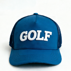 Gorra de béisbol unisex con logotipo personalizado y rendimiento azul para exteriores, gorra Fisher de silicona con características impresas de tela en relieve - Product Image 1