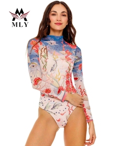 Maillot de bain une pièce imprimé MLY pour femmes grandes tailles, avec soutien-gorge push-up et bas à coupe haute, vêtements de plage pour femmes rondes - Product Image 1