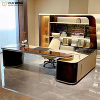 Escritorio Ejecutivo de Oficina en Forma de L Personalizable de Alta Gama, Sistema Inteligente, Mesa para CEO, Muebles de Madera de Alta Calidad
