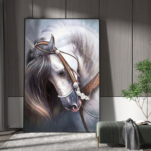 Ngựa Bắc Âu hiện đại ánh sáng sang trọng động vật sơn trang trí khung kim loại vải dầu tùy chỉnh phòng khách phòng ăn lối vào - Product Image 5