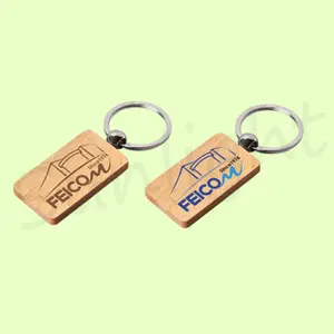 OEM निर्माता व्यवसाय कॉर्पोरेट चाबी का गुच्छा प्रचार कस्टम लोगो लकड़ी की अंगूठी प्यारी चाबी की चेन