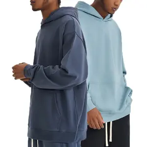 Heren Franse Terry Drop Shoulder Hoodies Custom Puff Bedrukt Oversized Sweatshirts Met Capuchon, Zwaar Gewicht Hoodie Voor Heren