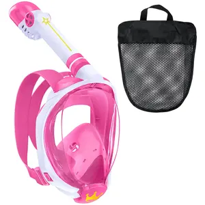 Máscara de mergulho com tubo duplo para crianças, máscara de mergulho com proteção pessoal para partículas e rosto inteiro